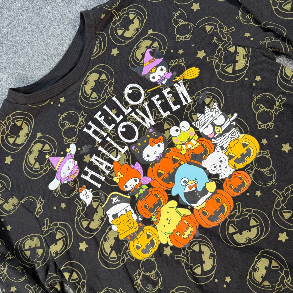 Sanrio Hello Kitty and Friends Halloween Sweatshirt Black All Over Medium #4727